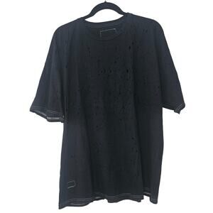 U.S. Alteration Vintage Black Distressed Short Sleeve Round Neck T-shirt XXL